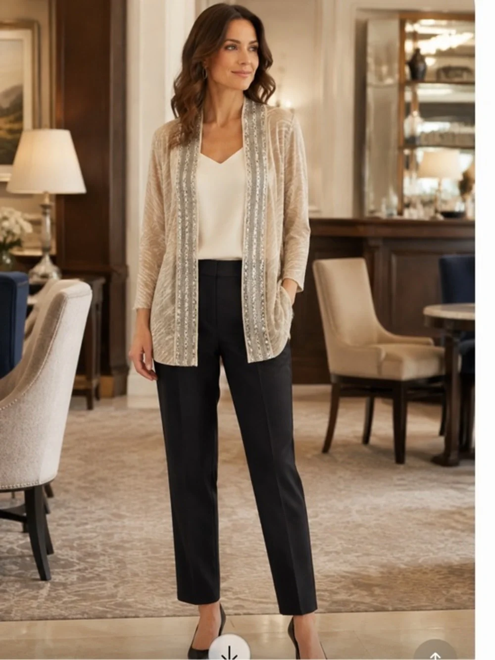 Tory Burch Linen Blend Open Front Cardigan SMALL